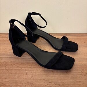 BP Zena Ankle Strap Sandal Black Women Size 11 Block Heel Formal Party Office